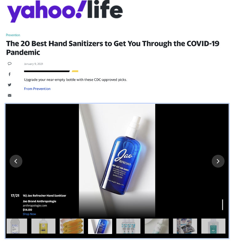 Yahoo! Life: The Best Hand Sanitizers to Get You Through the COVID-19 Pandemic - Jao Refresher