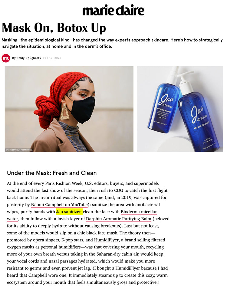 Marie Claire: Protective Masks Are Changing The World of Skincare Jao Refresher