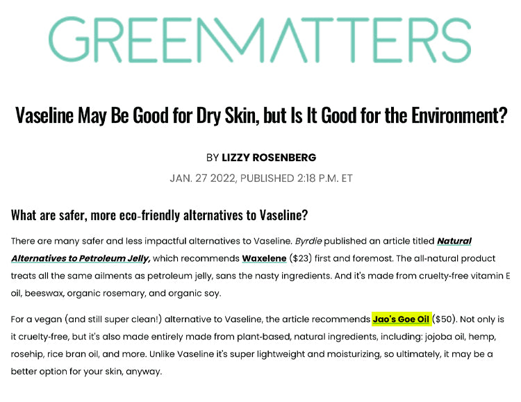 GreenMatters: Is Vaseline Good For the Environment? Goe Oil