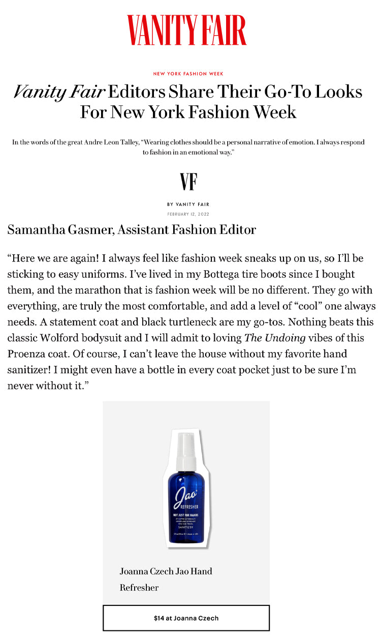 Vanity Fair: Editors Share Their Go-To Look For Fashion Week Jao Refresher