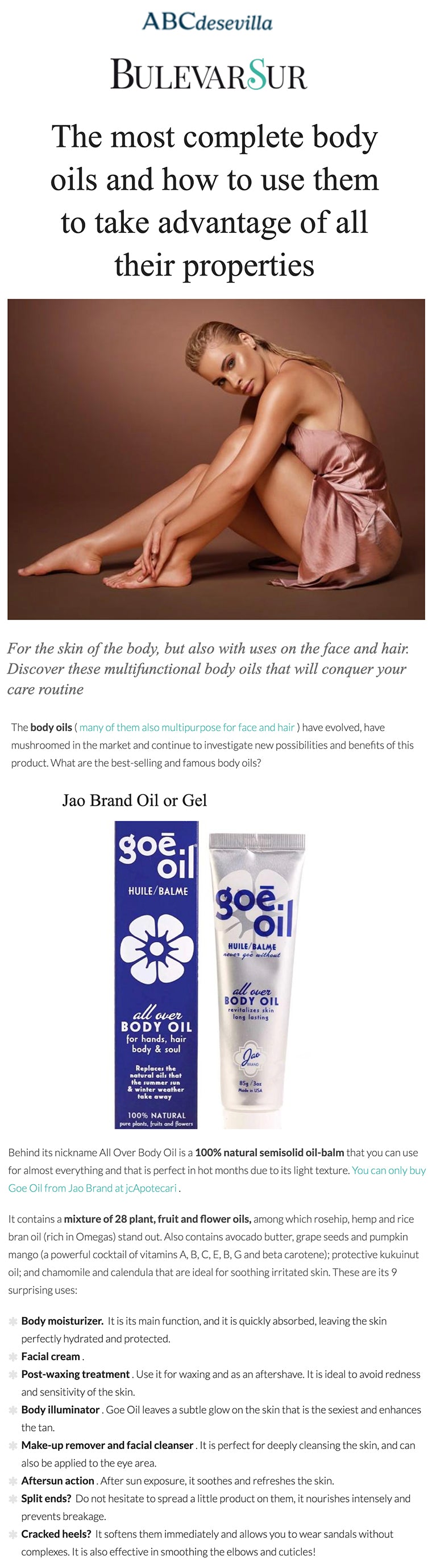 ABCdesevilla: How to take advantage of body oils Goe Oil