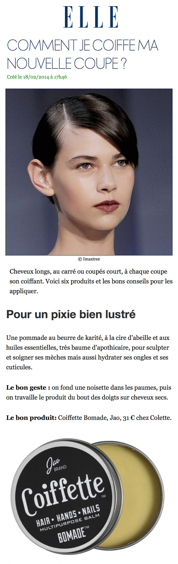 Elle France : Pixie Cut w/Coiffette