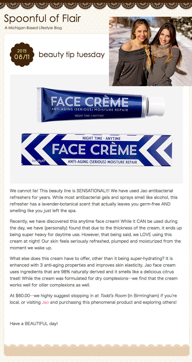 Spoonful of Flair : Beauty Tip Tuesday - Jao Face Creme