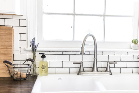 Whispering Willow Pump beside kitchen sink