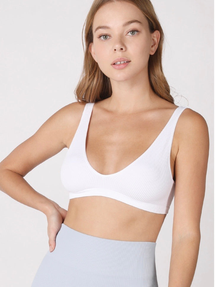 The Neta Bralette In Ribbed White