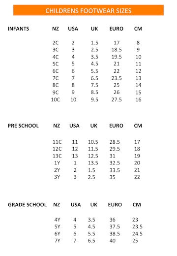 puma infant shoes size chart