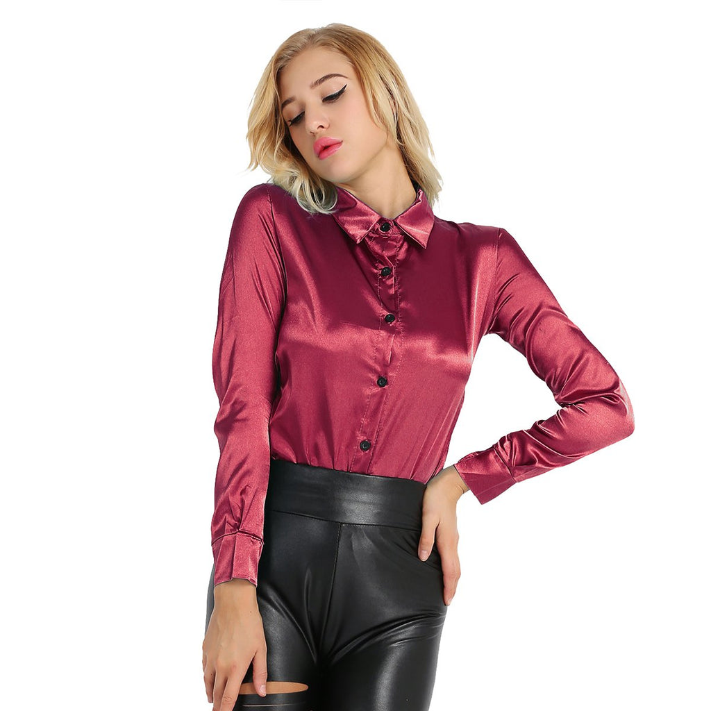 Satin Button Down Blouse – Fantasy Fetishism