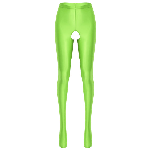 Lumi Green Crotchless Wet Look Pantyhose – Fantasy Fetishism