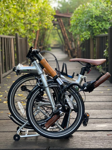 electric folding bike in the park