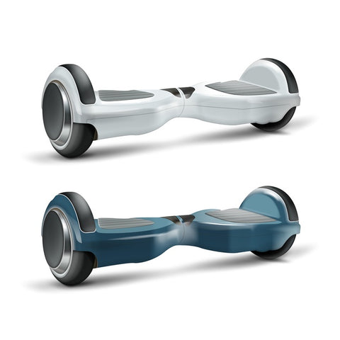 white and blue electric hoverboard