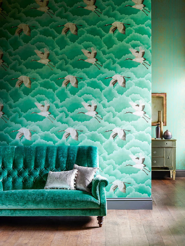 Palmetto Wallpaper  OliveTurquoise  Serena  Lily  Pretty decor  Wallpaper Wall wallpaper