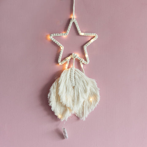 Star Macrame Handmade Wall Hanging With Fairy Lights