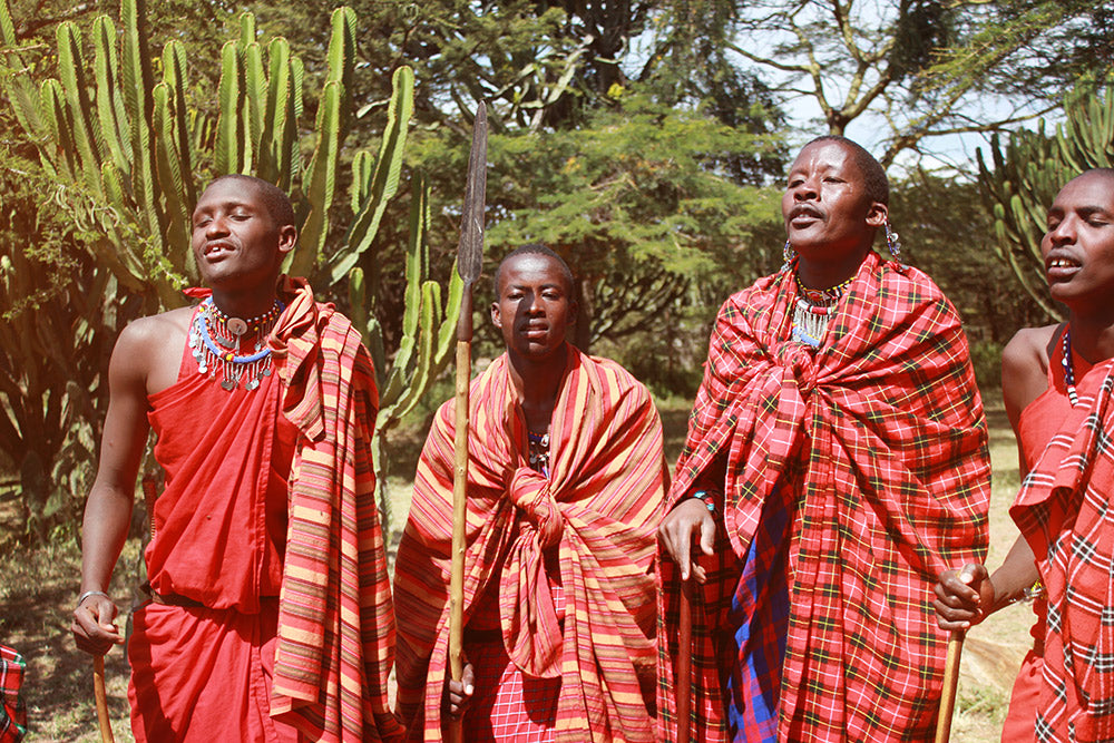 Maasai materials and fabrics with traditional patterns and designs