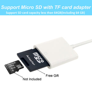 FA-STAR SD Card Reader Compatible with iPhone/iPad, Digital Camera Reader Adapter Trail Game Camera Memory Card Viewer Compatible with iPhone/iPad, No App Required, Plug and Play - White