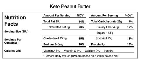 Keto Peanut Butter Nutrition Information