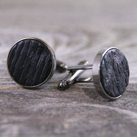 Cufflinks Crafted from Bourbon Barrels