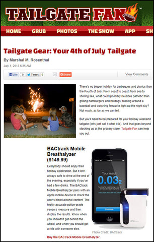 Tailgate Fan features BACtrack Mobile Breathalyzer