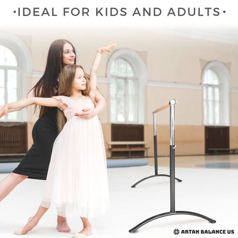 Artan Balance Ballet Barre Portable for Home or Studio, Height Adjustable  Bar for Stretch, Pilates, Dance or Active Workouts, Single or Double Bar,  Kids and Adu…