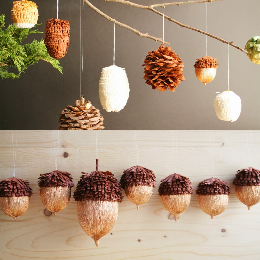 Thanksgiving Day Party Fall Home Ornaments Crepe Paper Acorns And Pine Cones