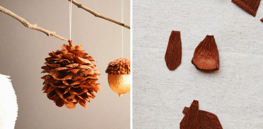 Thanksgiving Day Party Fall Home Ornaments Crepe Paper Acorns And Pine Cones