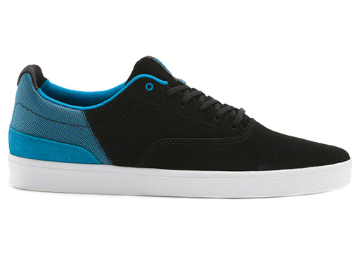 black and light blue vans