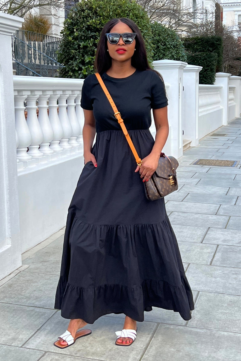 Black Cotton Maxi Dress - SETSOFRAN London