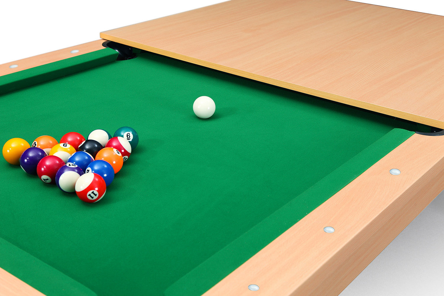 billard table salle a manger chene vert ouvert