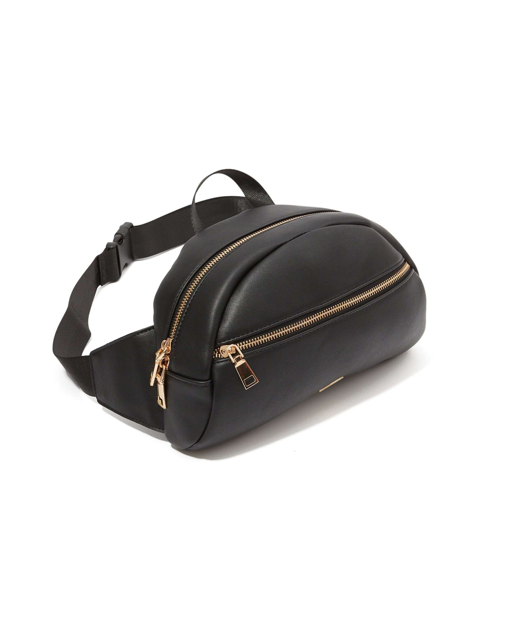 black leather belt bag