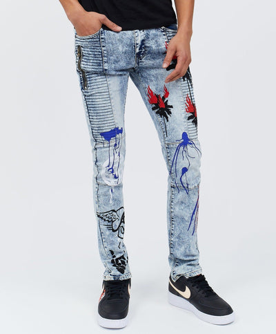 Tattoo Alien Graphic Print Slim Fit Denim Jeans – Reason Clothing