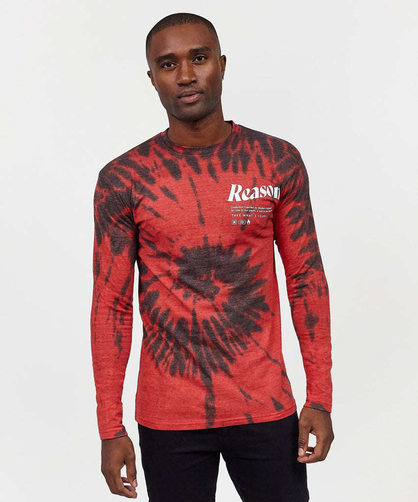 Reason Clothing Men's Flag Bandana Print Long Sleeve Tee