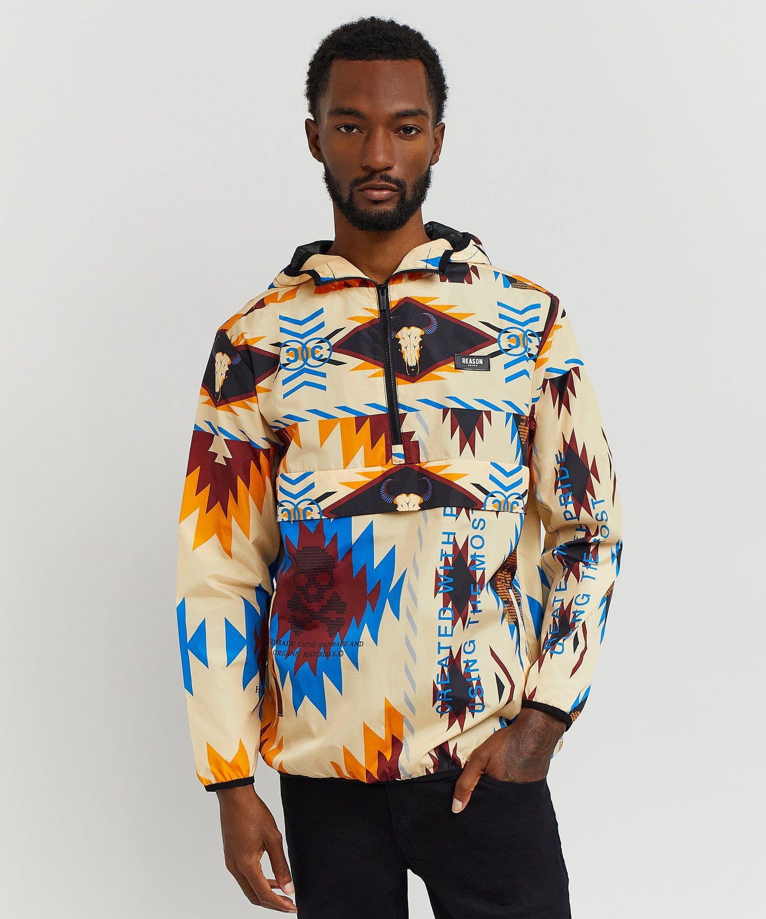 Medusa Gold Chain Print Half-Zip Anorak – Reason Clothing