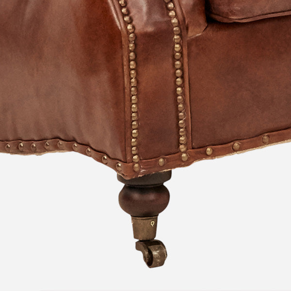 Belgrave Aged Leather  closeup detail