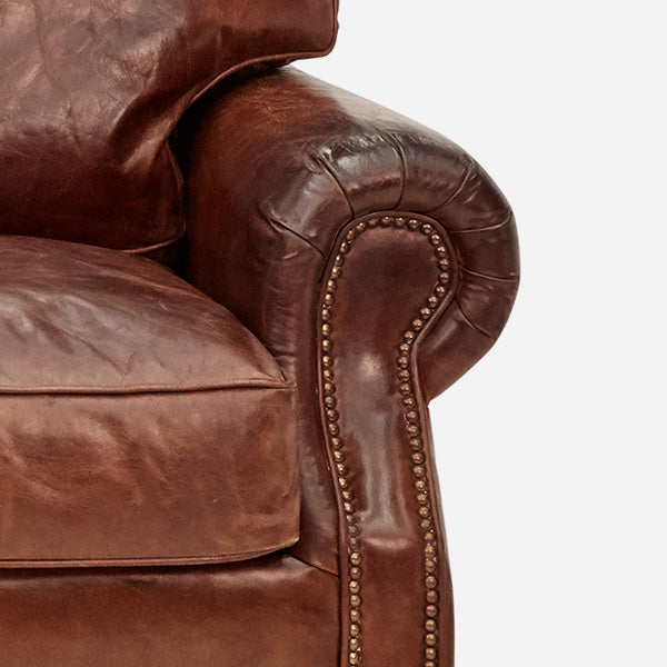 Belgrave Aged Leather  flat back closeup