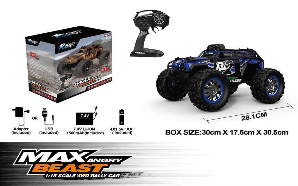 MAX Angry Beast 4WD Remote Control Rally Monster Truck