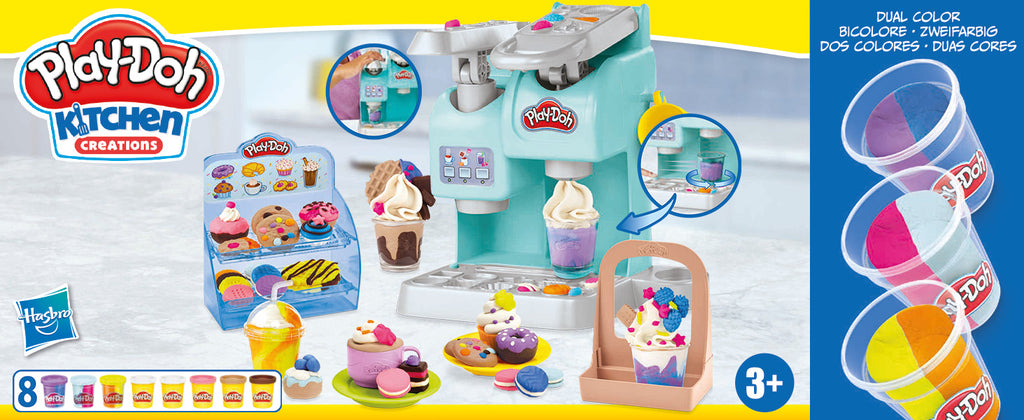 Play-Doh Kitchen Creations Super Colourful Cafe Play Food Coffee Toy with 20 Accessories and 8 Pots