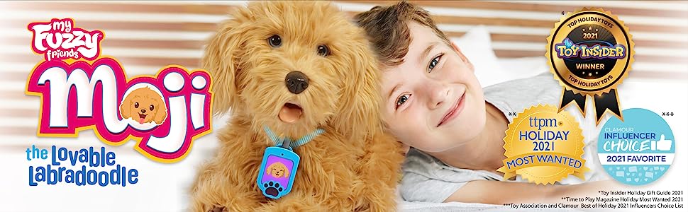 Sky Rocket My Fuzzy Friend Moji Interactive Labradoodle - Plush Interactive Dog Toy for Boys and Girls, Loveable and Lifelike Companion Pet