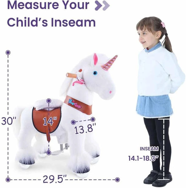 PonyCycle Official Mechanically Walking Ride-On - White Unicorn Size Chart