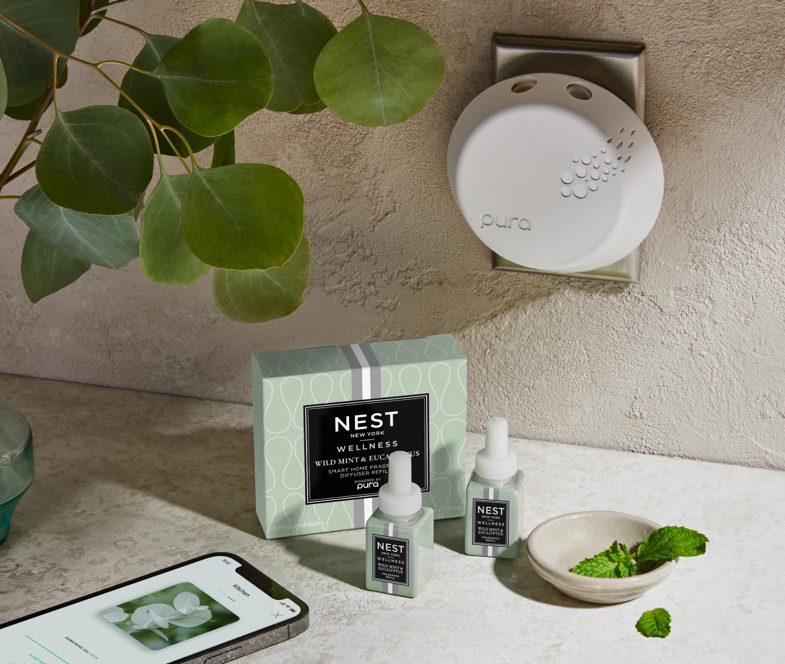 Wild Mint & Eucalyptus Refill Duo for Pura Smart Home Fragrance Diffuser -  Smart Vials
