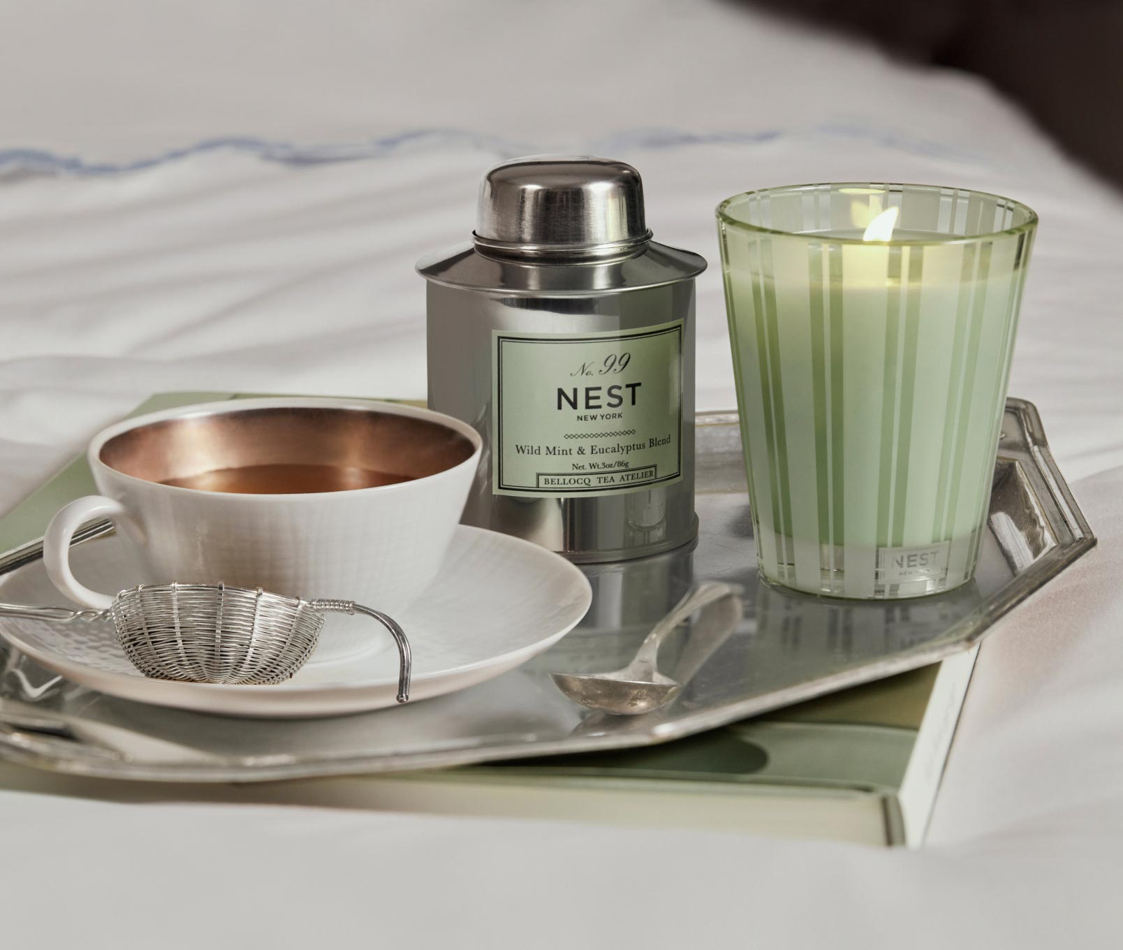 Wild Mint & Eucalyptus Tea and Candle Set - Nest Fragrances