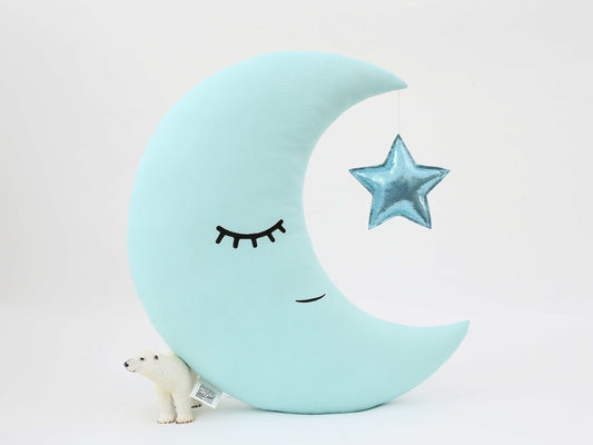 Half Moon Pillow Cover Kids Pillow Blue Circles Pillow 