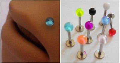 Surgical steel Ball Lip Studs Posts Rings Monroe 16 gauge 16g Assorted Colors - I Love My Piercings!