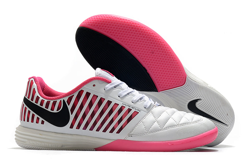 chuteira nike futsal rosa e branca