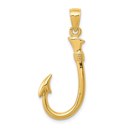 14K FISHING ROD PENDANT WITH 3 DIAMONDS 0.15CT ON 18 INCHES CHAIN