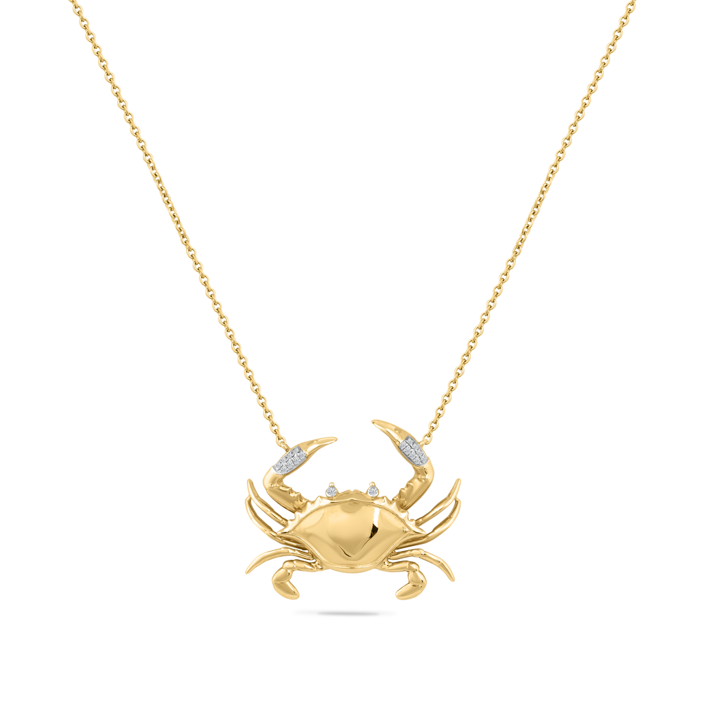 Pearl Crab Necklace with White Cubic Zirconia — Ocean Jewelry