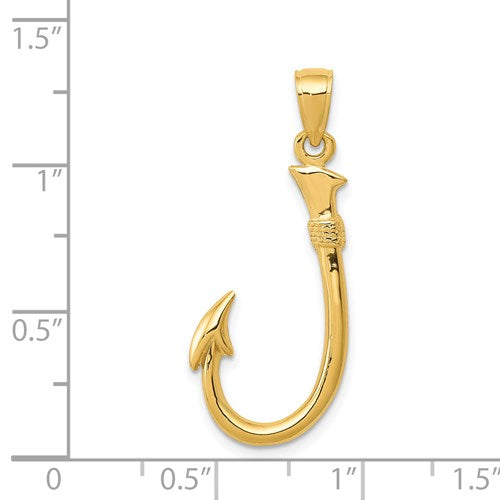 14K YELLOW GOLD 3D FISHING HOOK PENDANT – Jewelry and The Sea