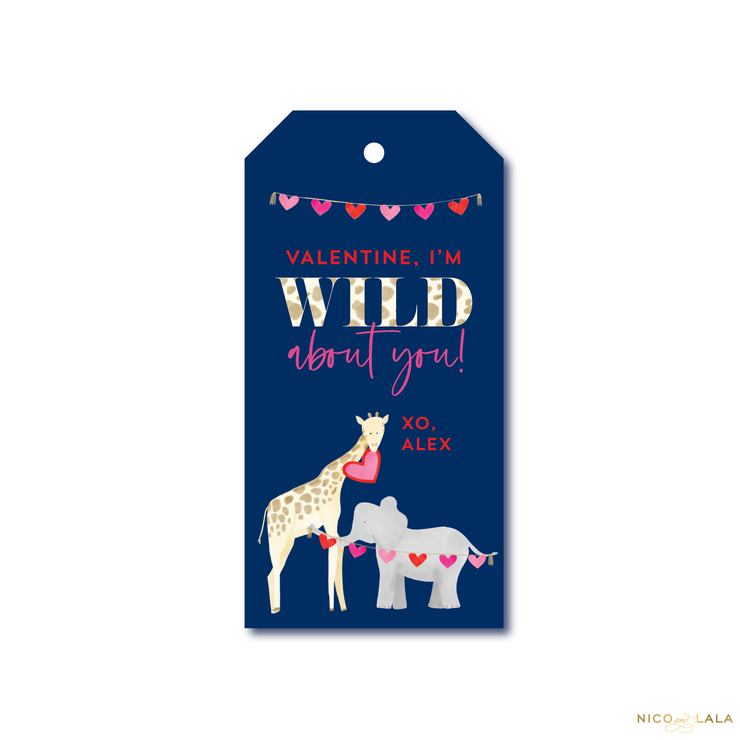 Wild About You Valentines Tags