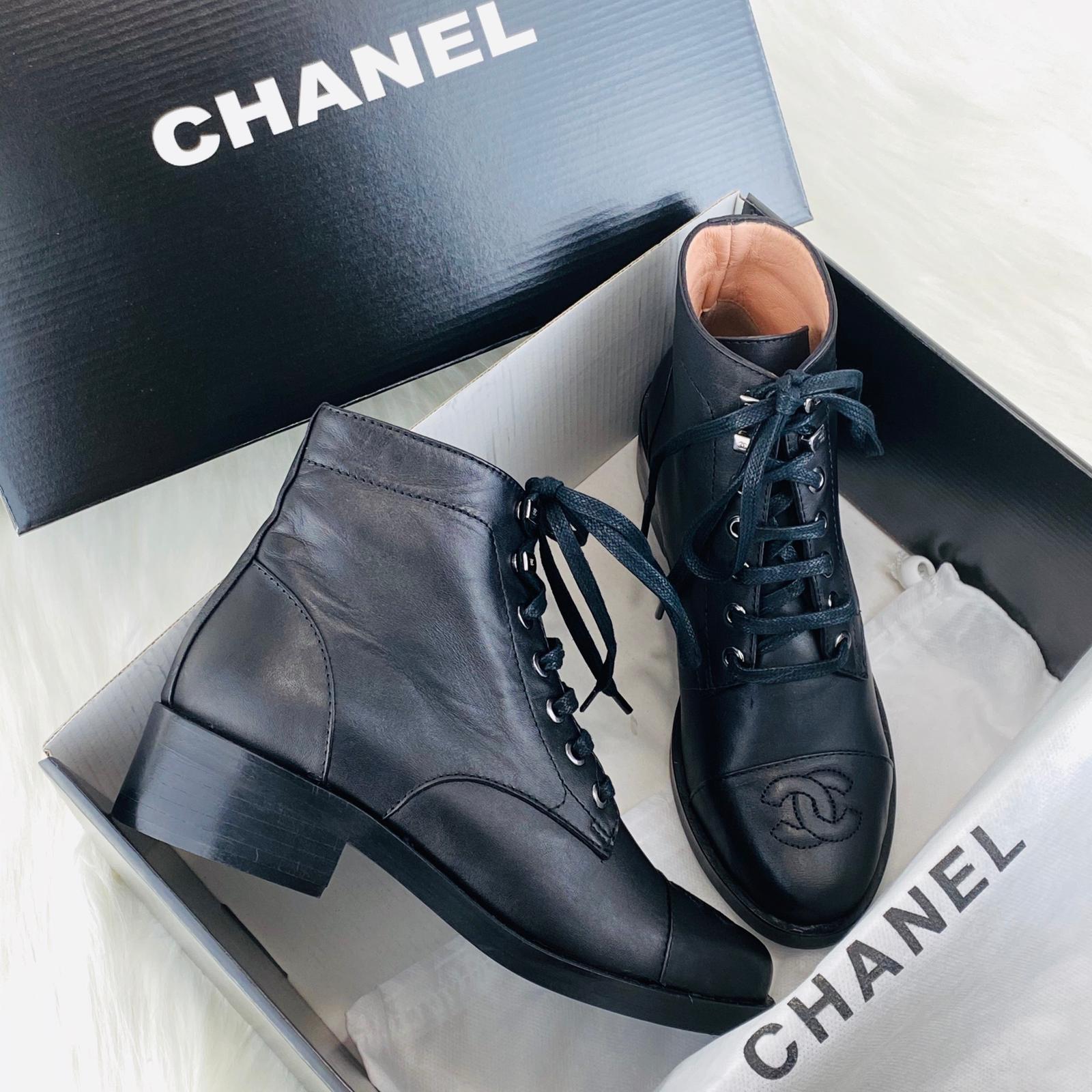 chanel boots lace up