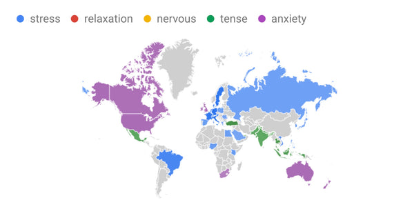 stress and anxiety search term interest by region