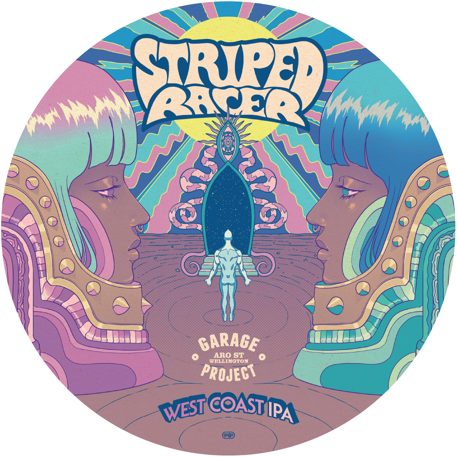 Striped Racer tap badge
