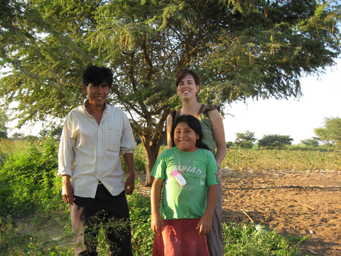Silvania Georgia Kirkpatrick at Lino's organic cotton farm with his son and granddaughter